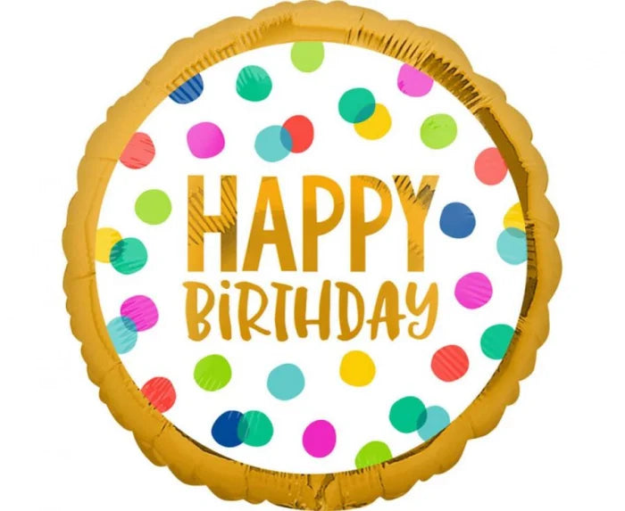 Balon Foliowy Urodzinowy w Kolorowe Kropki – 18”