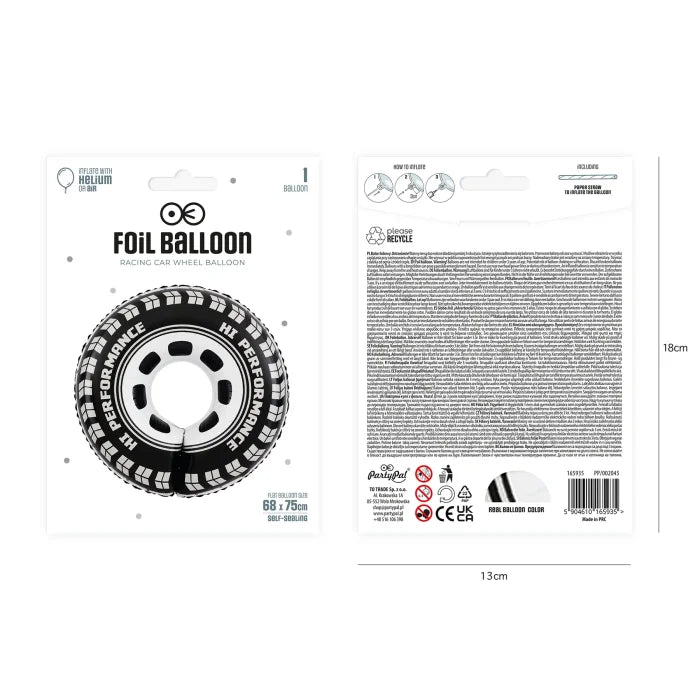Balon foliowy Wyścigi Samochodowe – Koło 68 × 75 cm - Balloons