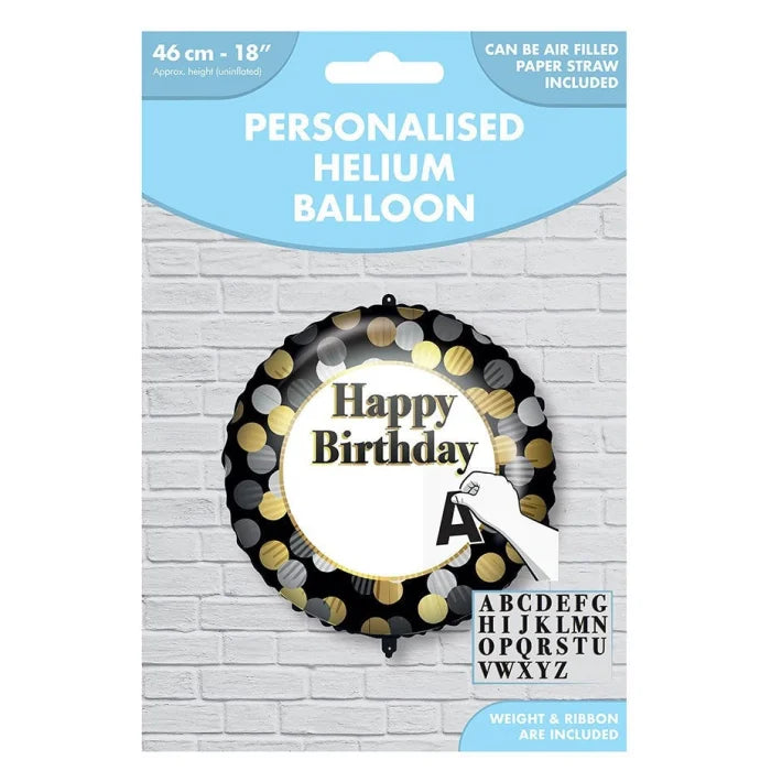 Balon foliowy z naklejkami litery, imię, Happy Birthday, 18 cali