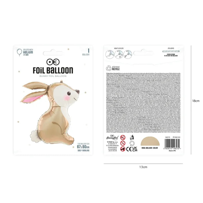 Balon foliowy Zając 67 × 80 cm – idealny na Wielkanoc urodziny i przyjęcia dla dzieci - Balloons
