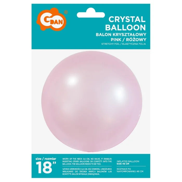 Balon kryształowy, różowy, 18"