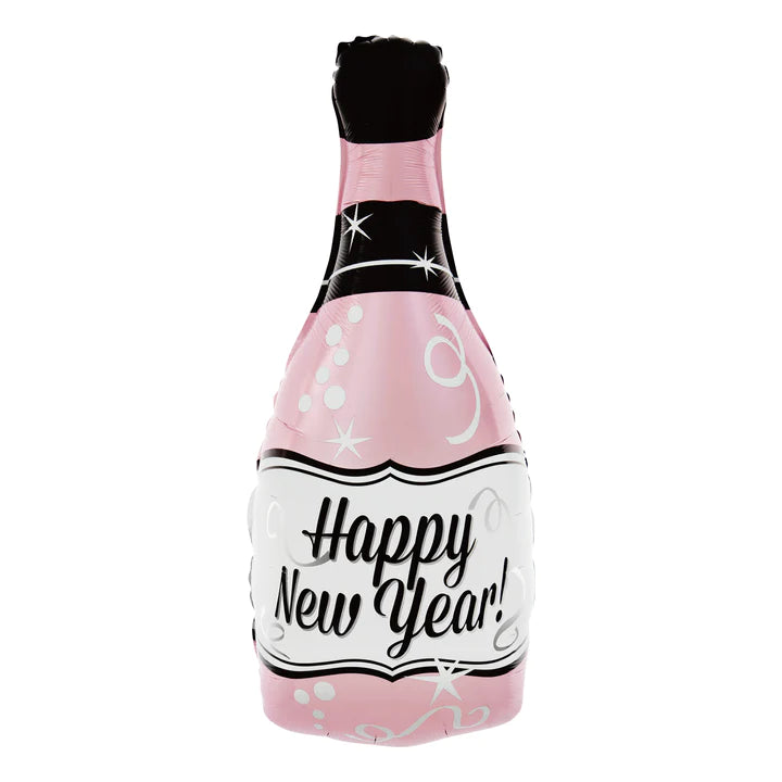 Balon foliowy Szampan Happy New Year różowy 49x100cm