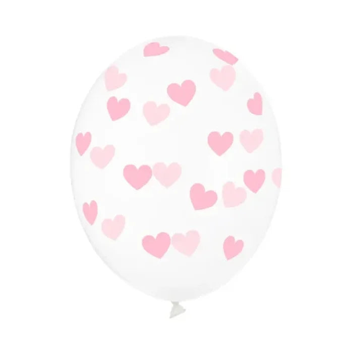 Balony 30cm, Serduszka, Crystal Clear