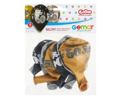 Balony ’60 Urodziny Happy Birthday’ 12” (30 cm) 6 sztuk – Gemar