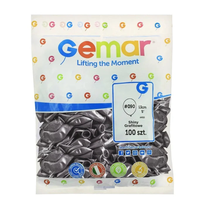 Balony chromowane Grafitowe, AB50, 13 cm, 100 szt.