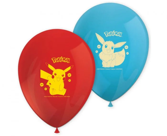 Balony lateksowe Pokemon | Pikachu & Eevee | czerwono-niebieskie |28 cm/8 szt. - Balloons