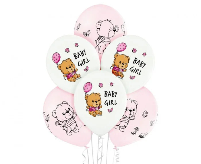 Balony na Baby Shower dla Dziewczynki – 12’’ (30 cm) 6 szt.