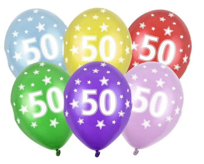 Balony Strong 30 cm - 50th Birthday - Metallic Mix