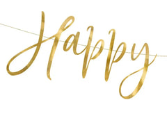Baner „Happy New Year” – złoty lustrzany 66 × 18 cm - Party Decorations