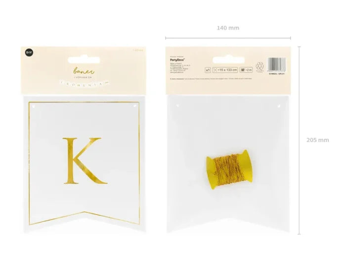 Baner „I Komunia Św.” – 15x133 cm Złoty Sznurek