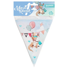 Baner URODZINOWY NA ROCZEK z kangurkiem – 11 flag, 326 cm