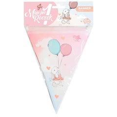 Baner URODZINOWY NA ROCZEK z króliczkiem – 11 flag, 326 cm