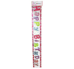 Banner ’Happy Birthday’ - Różowy Holograficzny – 1,8 m