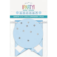 Banner papierowy Gingham 1st Birthday, niebieski, 183 cm