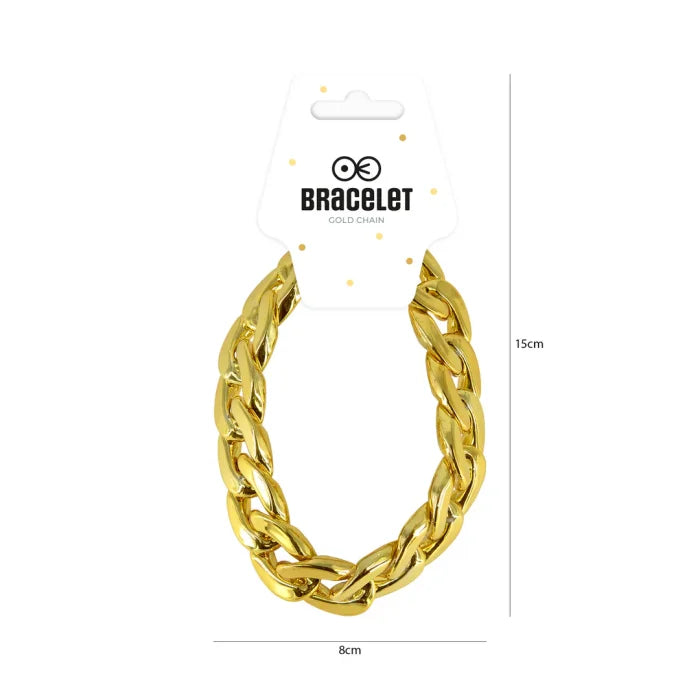 Bransoleta łańcuch złoty – Disco lata 80-te - Costume Accessories