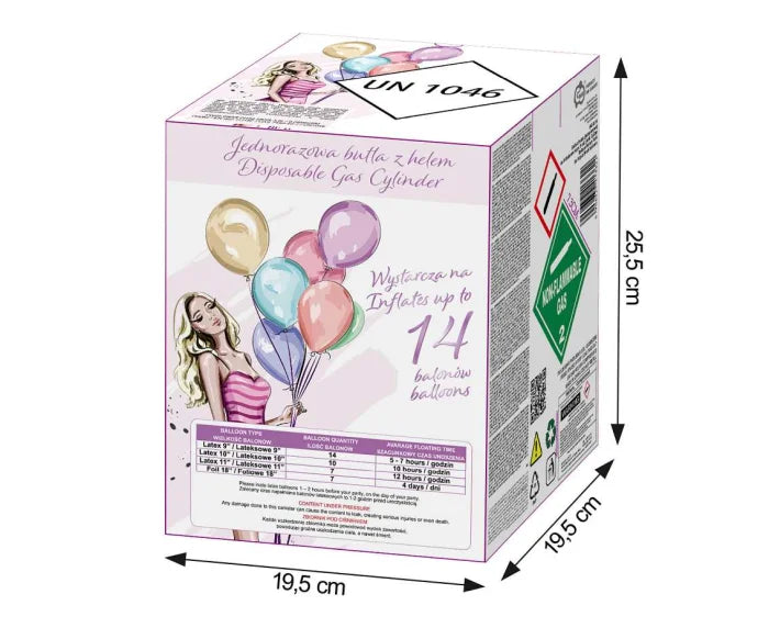 Butla z helem na balony – do 14 sztuk 9 cali