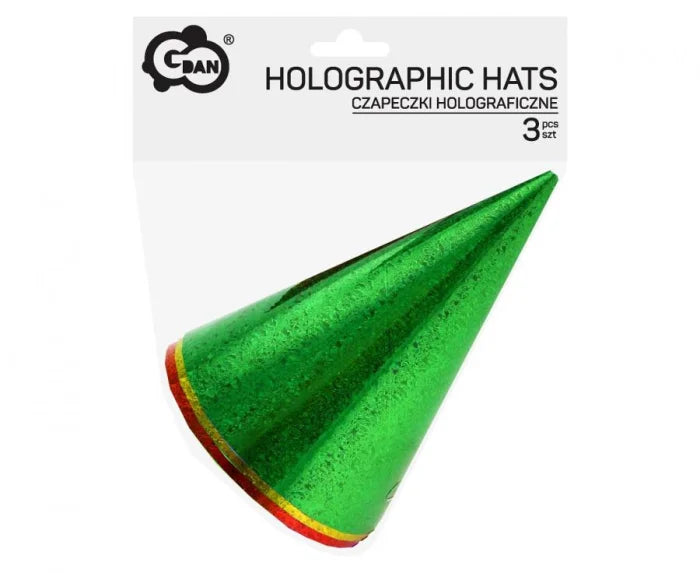 Czapeczki Papierowe Kolorowe Holograficzne 3 szt.