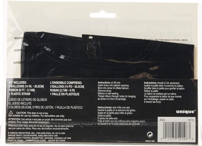 Czarny baner z balonów foliowych „BOO” 14” (35cm) - Balloons