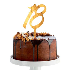 Dekoracja Akrylowa na Tort – 18 Urodziny w Złotym Stylu