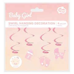 Dekoracja na BABY SHOWER Baby Girl wisząca - 4 szt.