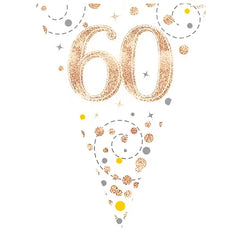 Dekoracja Oaktree – Holograficzne Trójkąty 60 Lat, Rose Gold i Białe, 11 Flag, 3,9 m