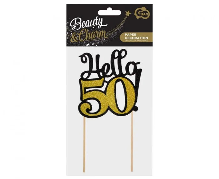 Dekoracja papierowa B&C Topper na tort na 50. urodziny Beauty & Charm