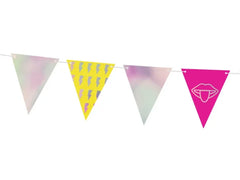 Girlanda Electric Holo – flagietki mix wzorów i kolorów 1,8 m - Party Decorations