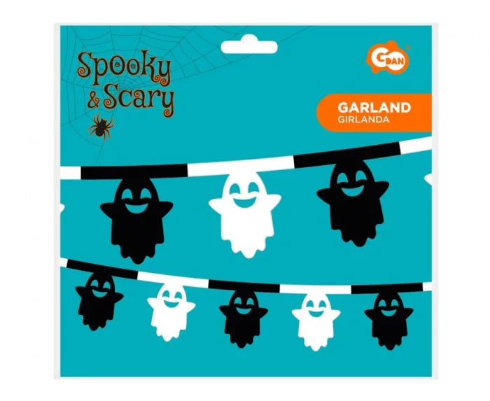 Girlanda papierowa duszki biało-czarna – 3,6 m - Party Decorations