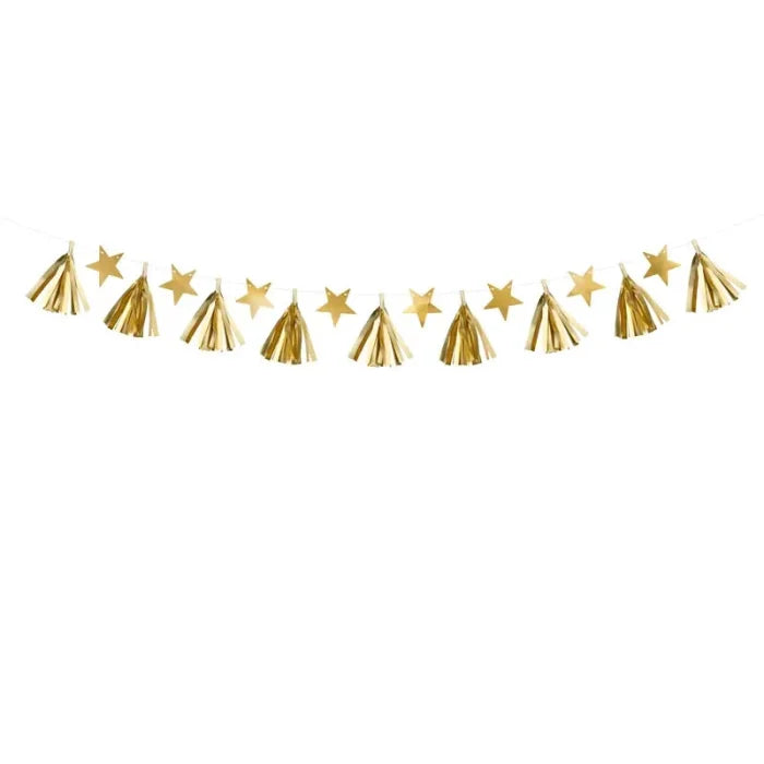 Girlanda Papierowa Gwiazdy – Złota, 1,3 m