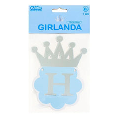 Girlanda urodzinowa KORONA SREBRNA niebieska