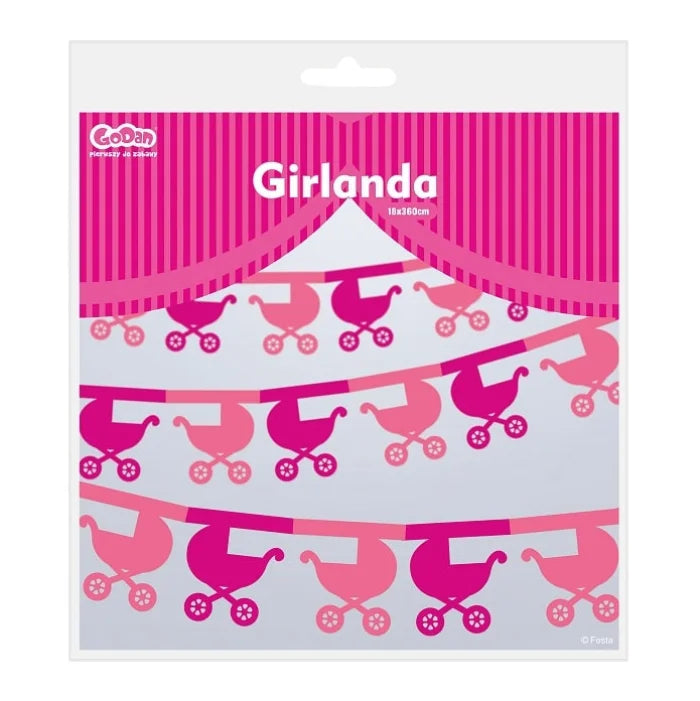 Girlanda WÓZEK różowa