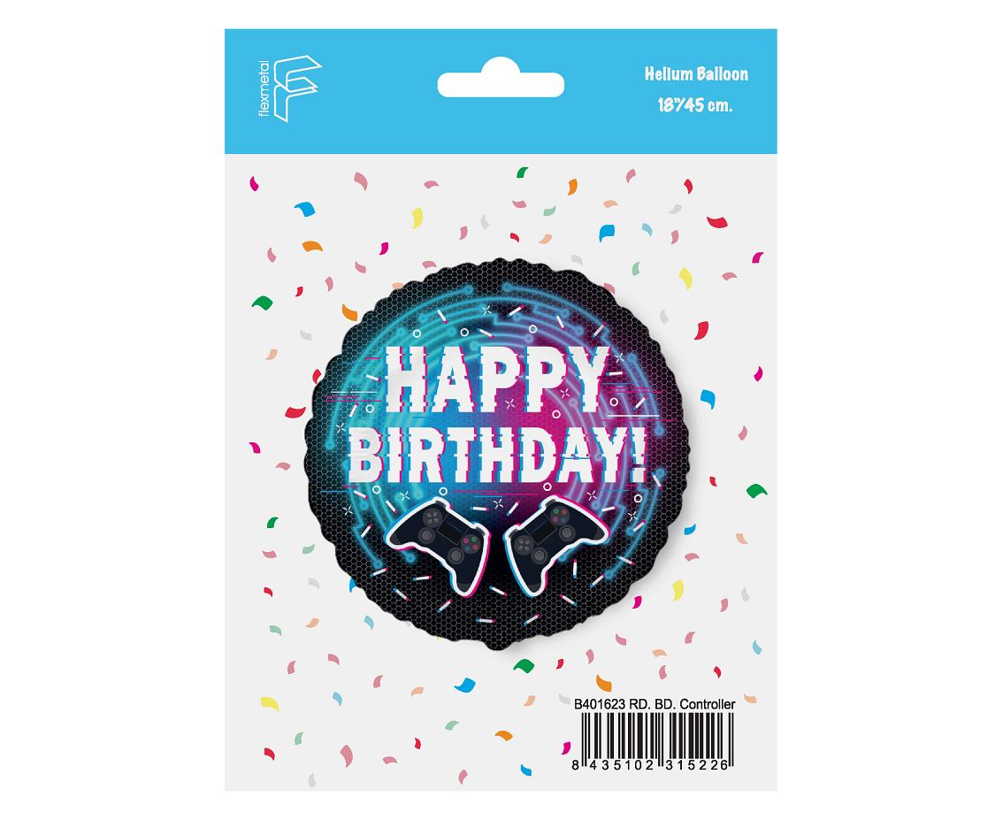 Balon foliowy Happy Birthday - Kontroler, FX 48 cm