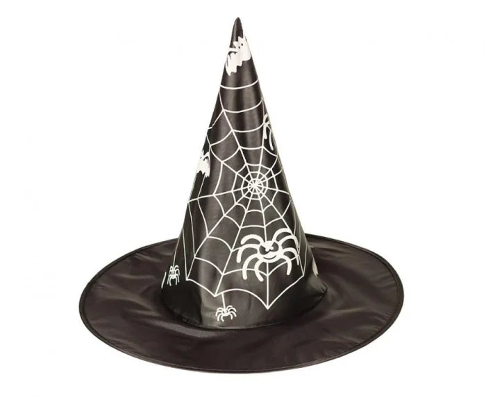 Kapelusz czarownicy czarny z pajęczyną – uniwersalny - Costume Headwear