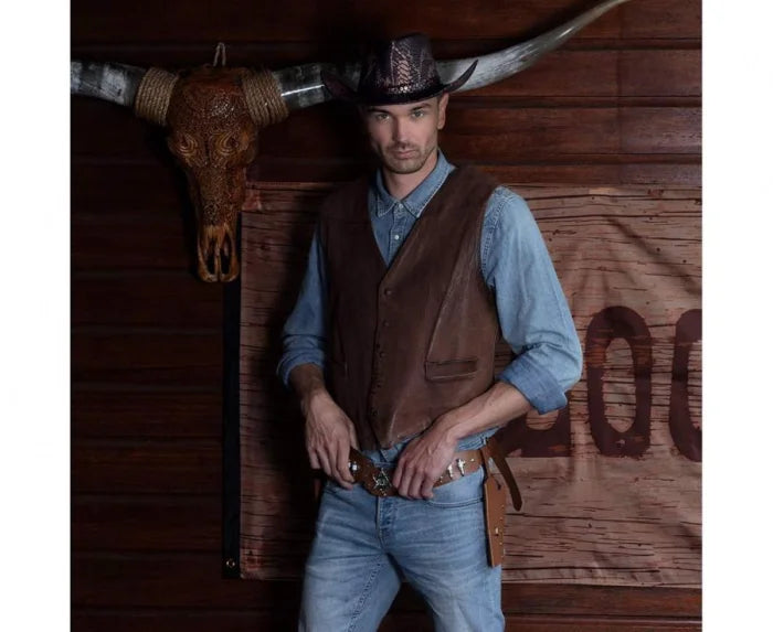 Kapelusz kowbojski brązowy imitujący skórę węża – Boland Costume Headwear