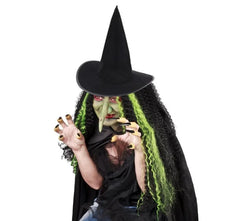 Kapelusz wiedźmy czarny flokowany – dziecięcy S (58 cm) - Costume Headwear