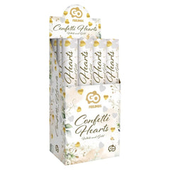 Konfetti pneumatyczne Złote i białe serduszka foliowe i papierowe , 40 cm