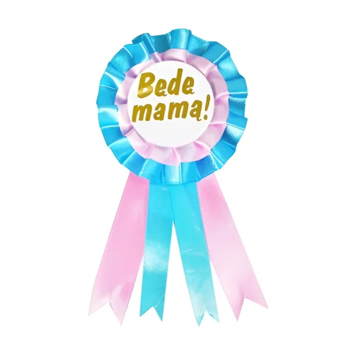 Kotylion „Będę Mamą” różowo-błękitny – wyjątkowy akcent na Baby Shower!