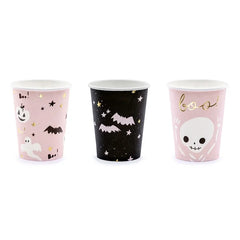 Kubeczki Halloween – Różowo-czarne – 220 ml – 6 sztuk - Disposable Cups