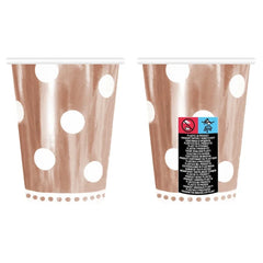 Kubeczki papierowe B&C Groszki, różowo-złote, 266 ml, 6 szt.