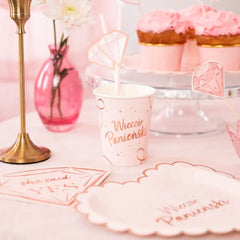 Kubeczki papierowe Wieczór Panieński – różowe rose gold 220 ml 6 szt. - Disposable Cups