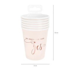 Kubeczki papierowe Wieczór Panieński – różowe z rose gold 220 ml 6 szt. - Disposable Cups