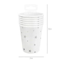 Kubek biały w srebrne gwiazdki 220ml 6szt.