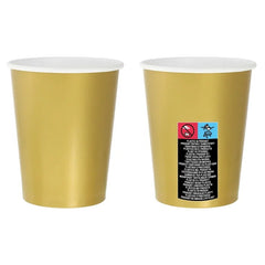 Kubki PAPIEROWE, jednokolorowe, złote, 270 ml - 14 szt.