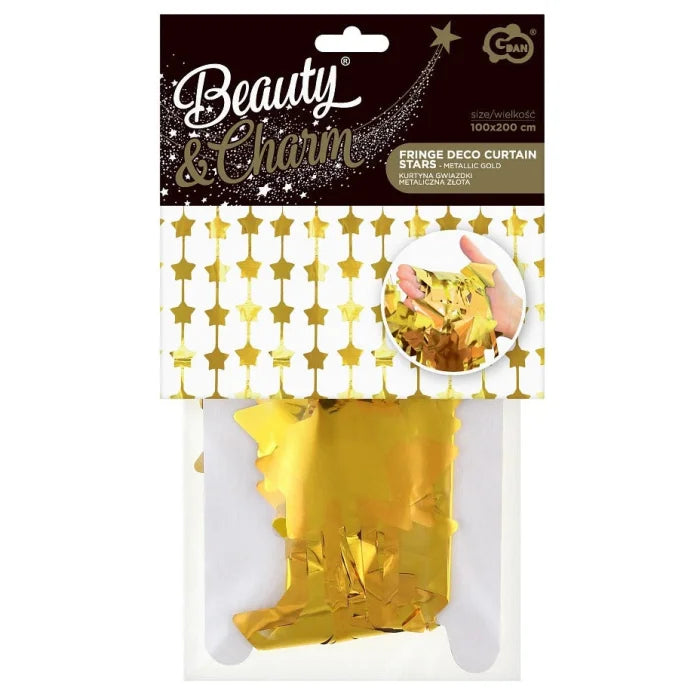Kurtyna Dekoracyjna w Kształcie Złotych Gwiazdek – 100 x 200 cm