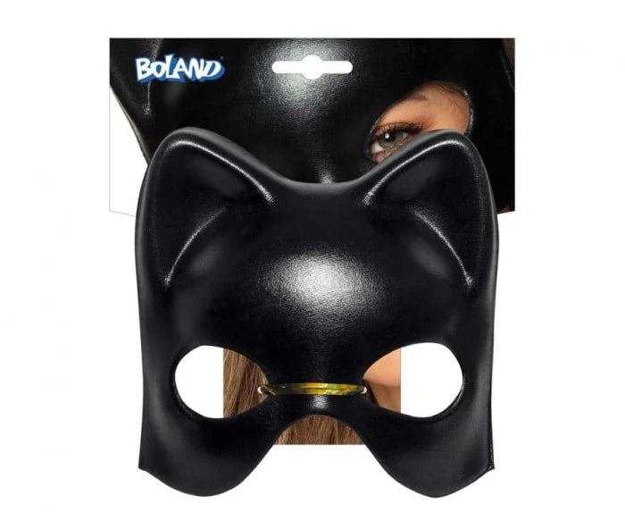 Maska wenecka kot czarna – elegancka maska karnawałowa dla dorosłych