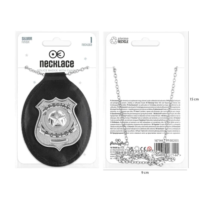 Naszyjnik – odznaka policyjna długość 43 cm - Costume Accessories