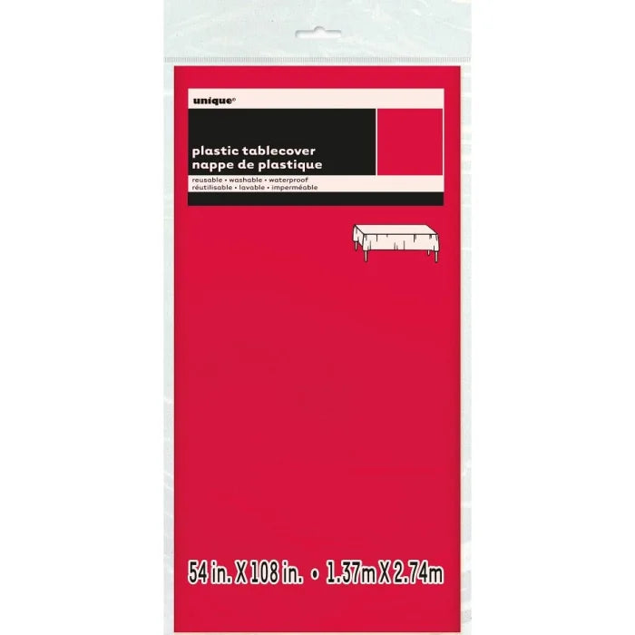 Obrus CZERWONY, 137 x 275 cm plastikowy