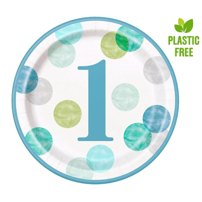 Papierowe talerze na Roczek Chłopca – niebieskie talerzyki na pierwsze urodziny!