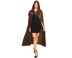 Peleryna z kapturem długa brązowa – 180 cm - Costume Accessories