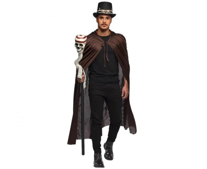 Peleryna z kapturem długa brązowa – 180 cm - Costume Accessories